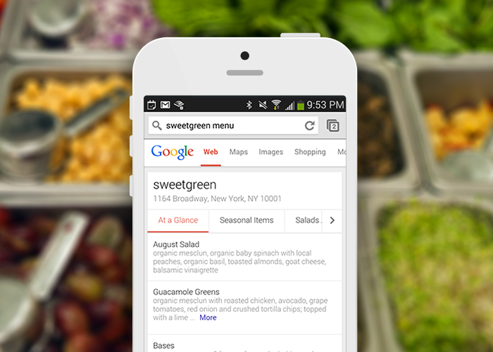 Google Restaurant Menus